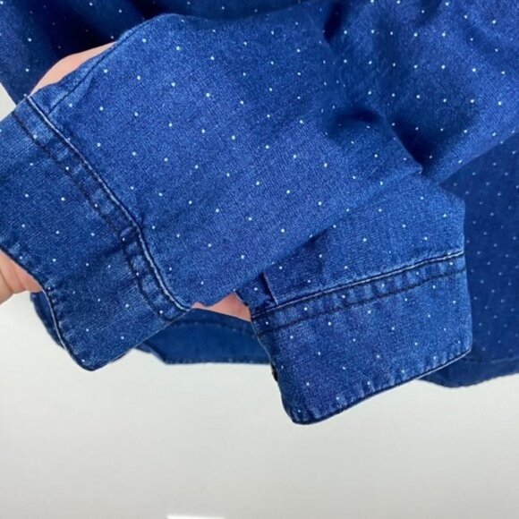 Madewell Chambray Pindot Popover Long Sleeve Shirt Button Placket Size XS Top - Picture 5 of 8